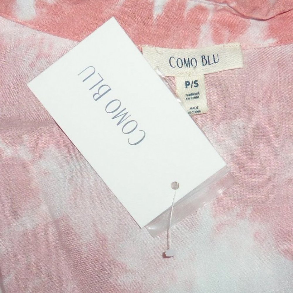 NWT Como Blu Tie Dye Pink Button Down Top Shirt - Women’s S/P - Picture 7 of 11